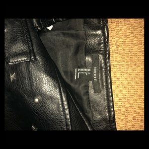 F21 Black Faux Leather Rocker Mini Skirt